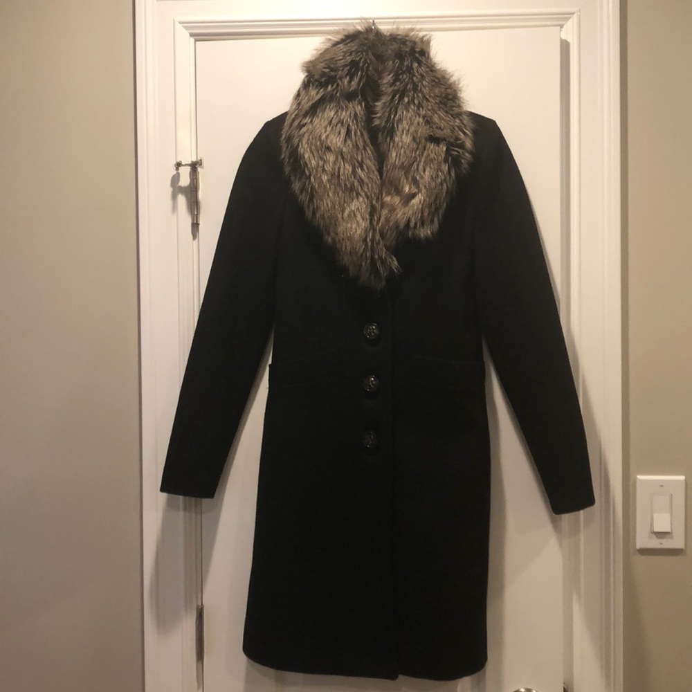 Fur collar wool coat